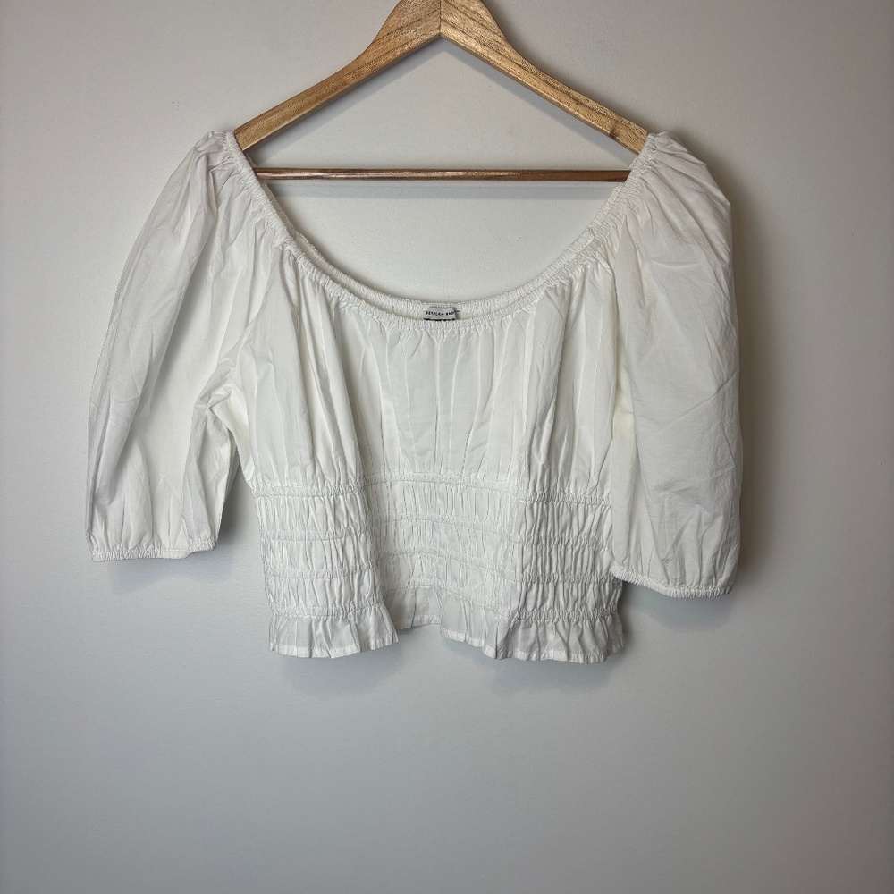 American Eagle White Peasant Blouse Top Cottage
